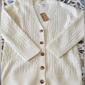 Cozy White Cable Knit Cardigan